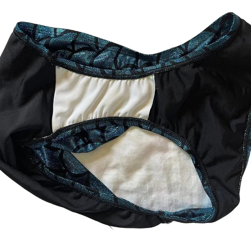 Living Dead Clothing Mermaid Bikini Bottom | Teal Foil Scale Goth Swimwear